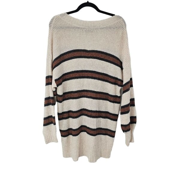 American Eagle Soft Cozy Sweater Size Small Stripe Long Sleeve Boxy Neutral - Picture 5 of 6